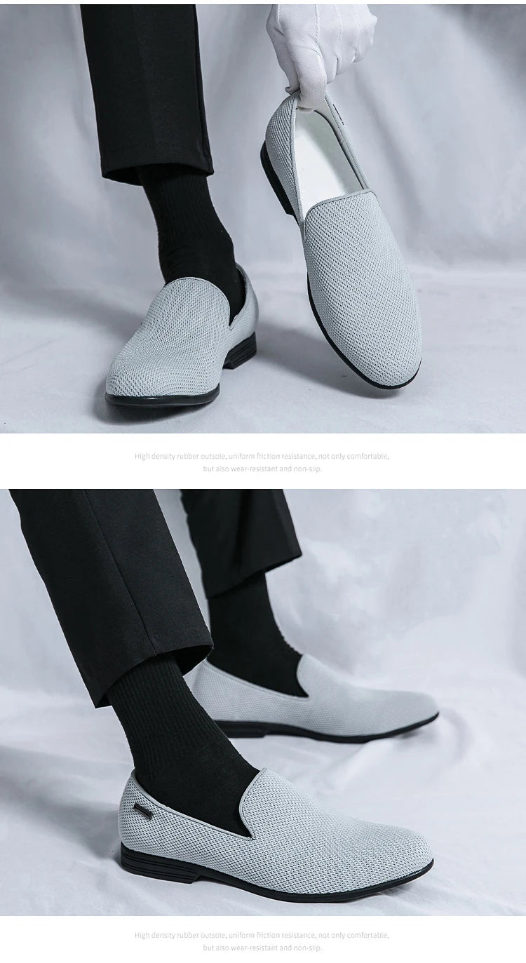 Breathable Mesh Formal Dress Oxfords Shoes for Men Orange Red Male Fashion Casual Loafers England Gentleman Style Shoes