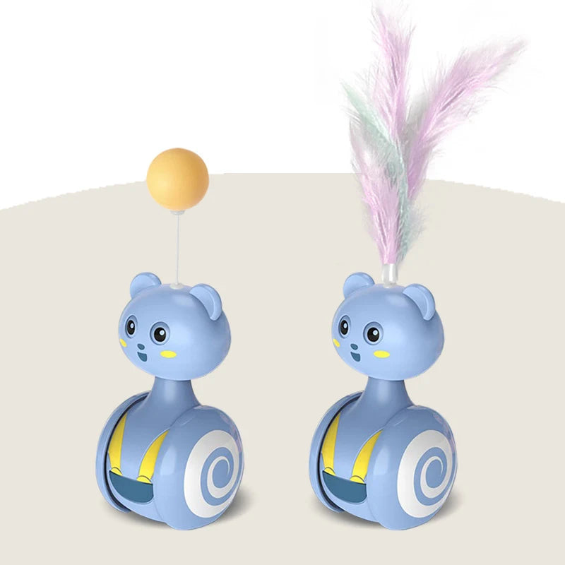 Cat Interactive Feather Toys Pet Bumbler Funny Toy Interactive Cats Toys Cat Rolling Teaser Feather Wand Toys Rotating Ball