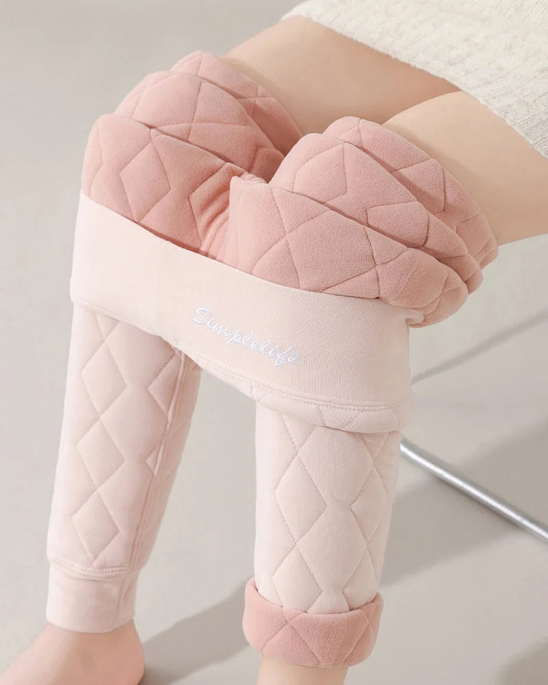 Women's High Waist Thick Thermal Pants Winter Windproof Knee Middle Aged Elderly Base Pant Elastic Waist Tummy Control Base Layer