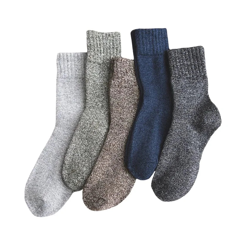 5 Pair Winter New Thick Warmth Harajuku Retro Fashion Casual Wool High Quality Cotton Socks For Men