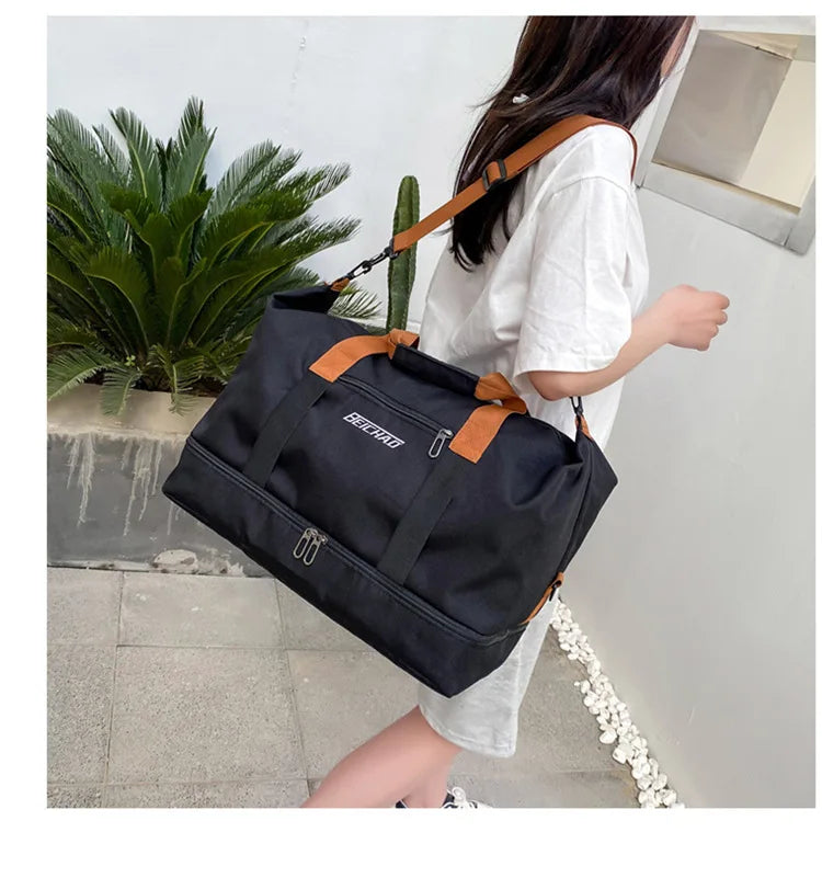 Travel And Portable Fitness Sports Bag With Shoulder Crossbody Feature - Chest & Handbag Duffle Carry On Weekender Bag