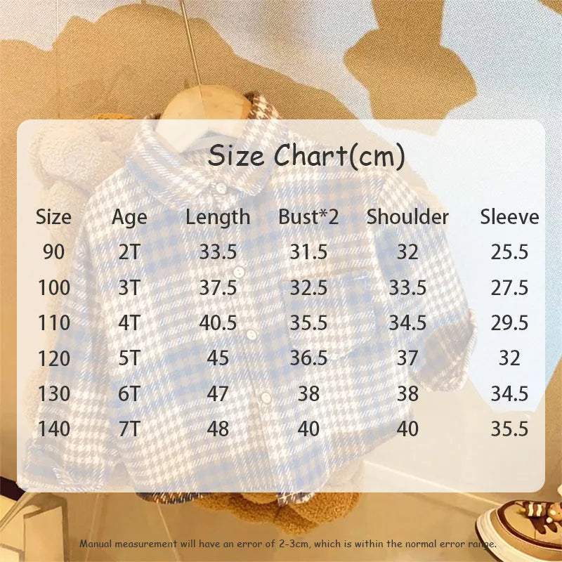 Autumn Kid's Shirts Boys Vintage Plaid Shirt Girls Casual Turn Down Collar Blouse Children's Base Tops 2-7Y Unisex