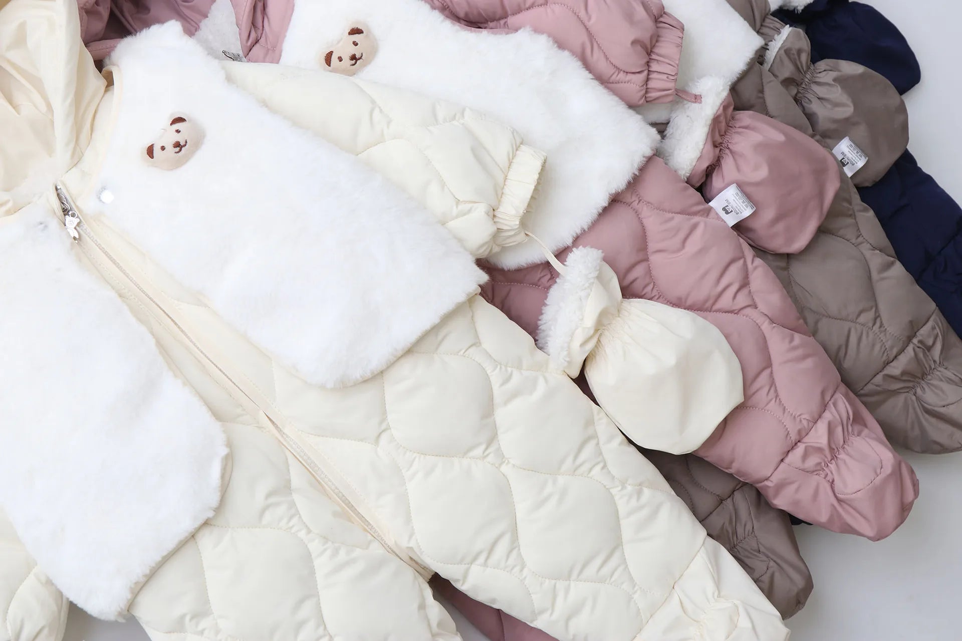 Baby's 2Pcs Winter Warm Clothes Thicken Fleece Rompers Jumpsuits Fur Lining Footie and Vest Snowsuit For Toddlers 0-2Y