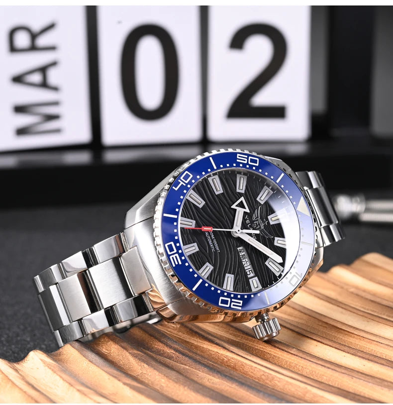 Yelang V5.2 Mechanical Watch 44M Rotatable Ceramic Bezel Sapphire Lens SW220 300m Super Waterproof Men's Diving Watch Reloj