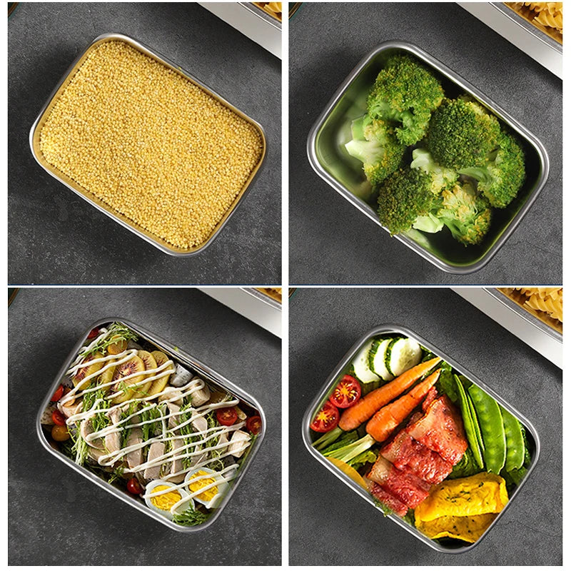 304 Stainless Steel Food Lunch Bento Box Sealed Leakproof Travel Storage Box Household Pickle Boxes Refrigerator Food Container