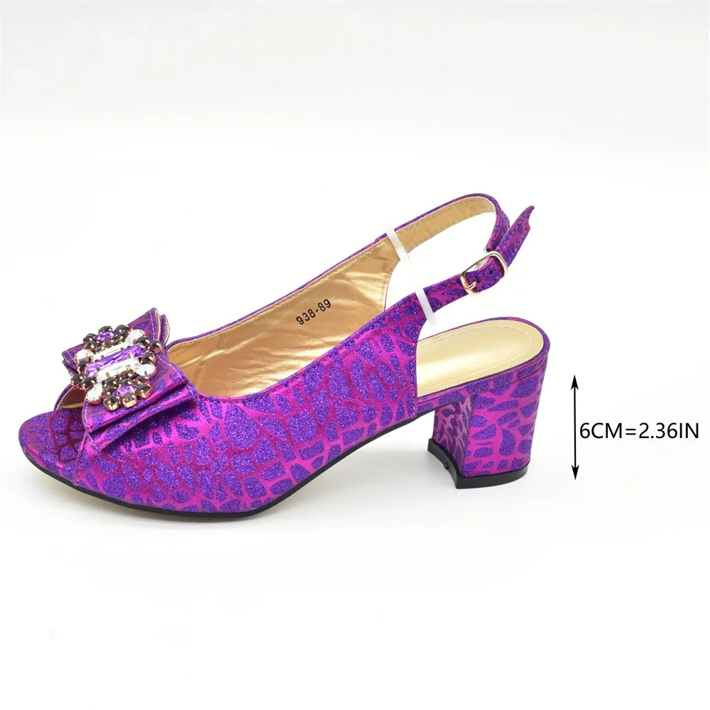 Purple Shoe and Bag Set for Party in Women Italian Shoe and Bag 2024 High Quality Elegant Heeled Shoes for Women African Pumps