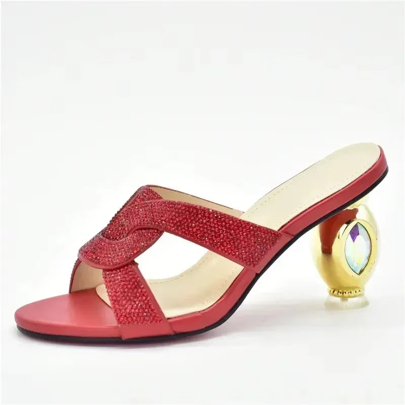 Wedding T. Blue Colour Nigerian Shoe Italian High Heels Autumn Slipper for Wedding Elegant Crystal Women Pumps