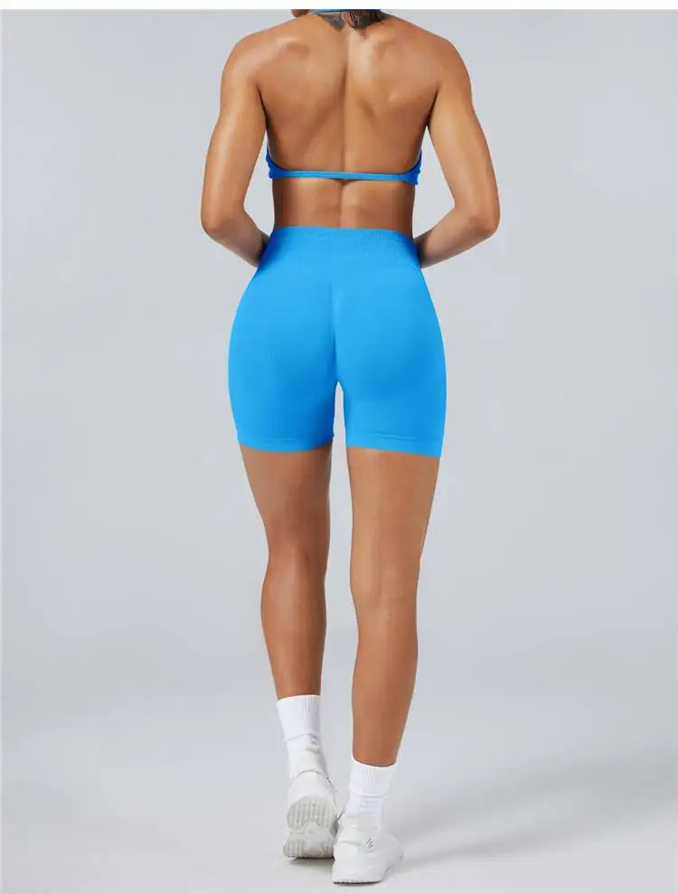Seamless High Support Impact Yoga Bra Women Strappy Sport Bra Thin Strap Halter Workout Tank Fitness Top Gym Wear