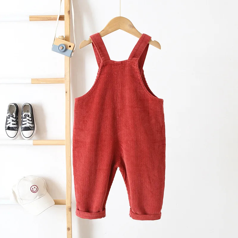 Baby Overalls Corduroy Jumpsuits Front Pocket Boys Girls Pants Kids Clothes For Children 0-3Y Unisex