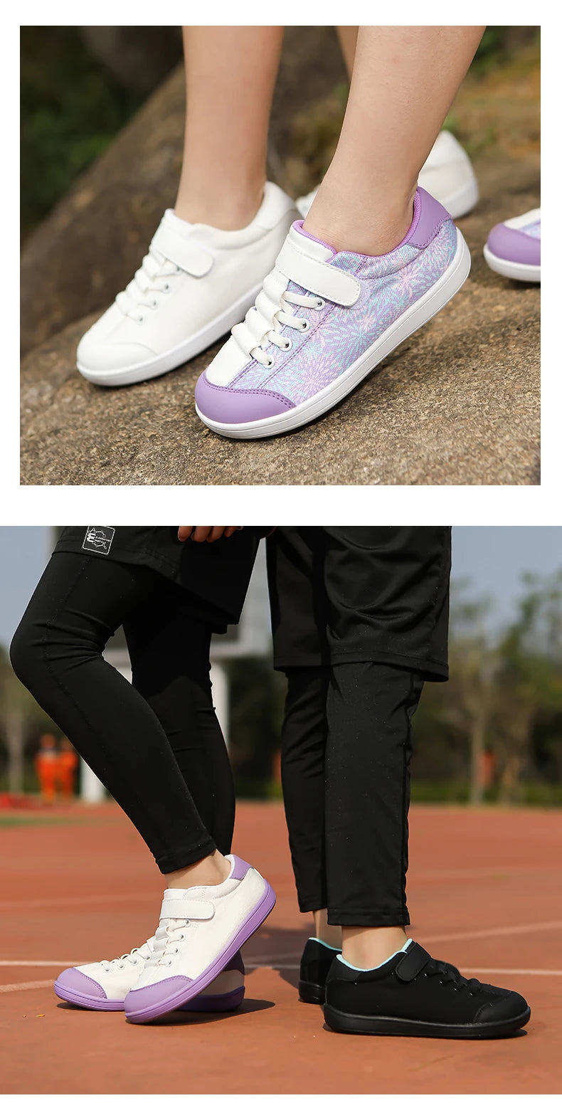 Blotevoetenschoenen voor kinderen, lichtgewicht ademende sneakers met brede neus voor sporten, hardlopen, tennis en buitenavonturen