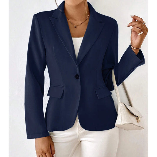 Damesblazers All Season Decent Plain Single Button Long Sleeve Revers Business Blazers
