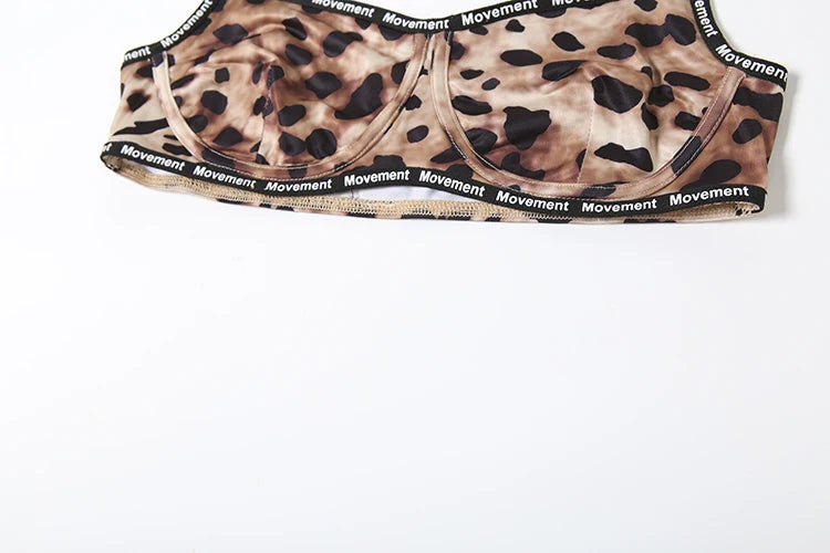 Stretch Women 2 Piece Set Activity Leopard Print Sexy Tracksuit Streetwear Sporty Camisole Vest + Leggings Skinny Outfits