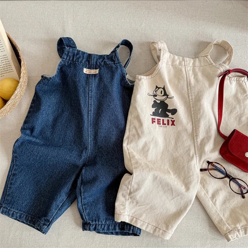 2025 Lente Nieuwe Kinderen Losse Overalls Katoen Baby Meisjes Jongens Cartoon Print Wijde Pijpen Broek Jongens Band Broek Kinderen Casual Broek 4-6Y Unisex
