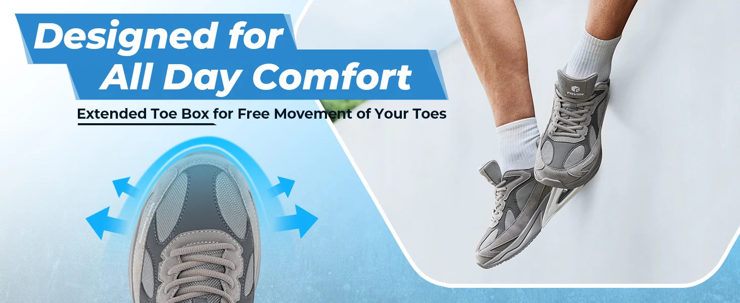 Men's Extra Wide Walking Shoes Wide Cushioned Sports Shoes For Swollen Feet Flat Feet Arch Fit Relieve Heel Pain Black