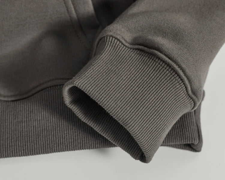 Autumn Winter American Retro Hooded Kangaroo Pocket Sweatershirts Men's Fashion Loose Casual Heavyweight Velvet Pullover Hoodies