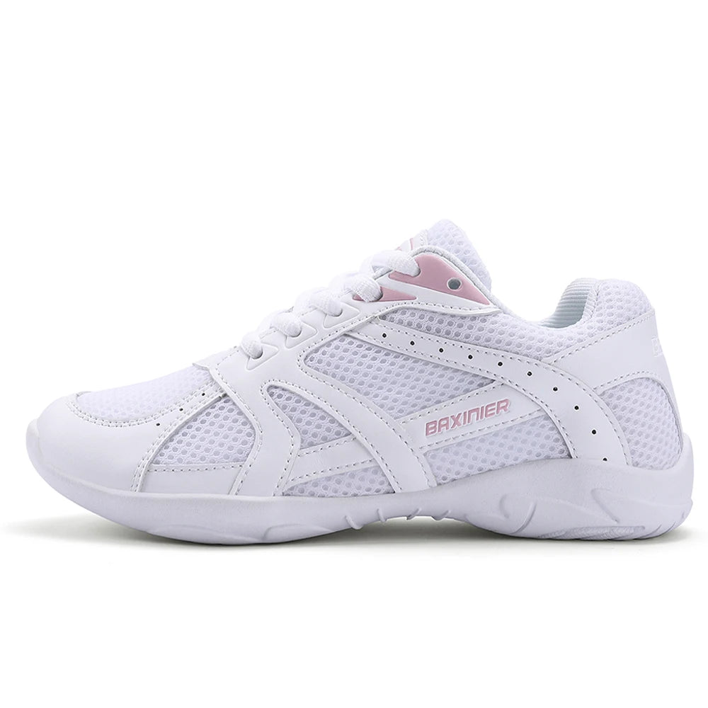 Girls White Cheerleading Shoes Mesh Breathable Training Dance Tennis Shoes Lightweight Youth Cheer Competition Sneakers