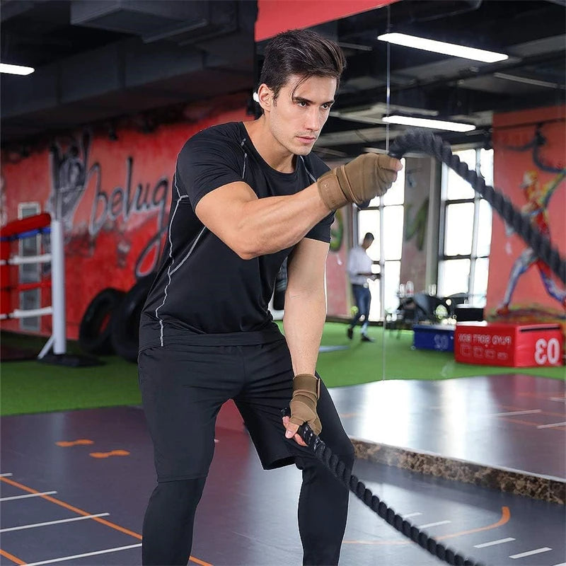 Anti-Slip Gym Gloves For Firm Grip on Bodybuilding And Weightlifting Equipment -  Suitable For Dumbbell Trainings, CrossFit Pull Ups & Workout Exercises