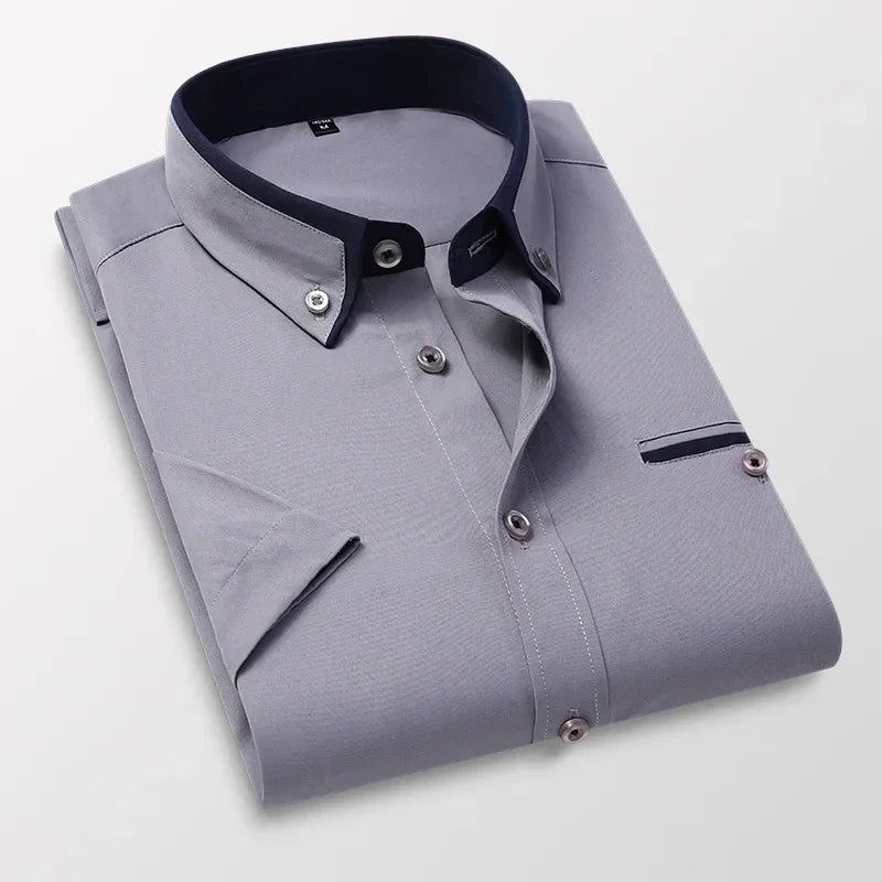 Summer Business Shirt Men Short Sleeves Button Up Shirt Turn-down Collar Casual Shirts Men's Clothing Plus Size 5XL