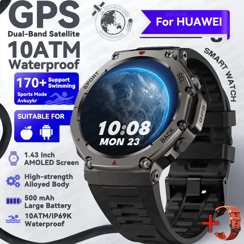 2025 Precise GPS Smart Watch 10ATM Waterdicht Ingebouwde Dual-Band GNSS Kompas Militaire Sport Smartwatch Voor Mannen - Compatibel met Xiaomi IOS