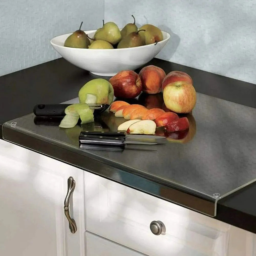 Acrylic Cutting Board With Counter Lip Clear Chopping Block For Kitchen Counter Non Slip Countertop Protector Home Essentials