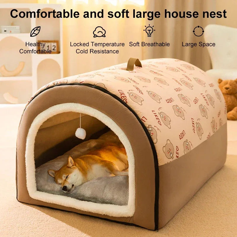 Winter Dog Kennel Warm Dog House Mat Detachable Washable Dogs Bed Nest Deep Sleep Tent for Medium Large Dogs House dog Supplies