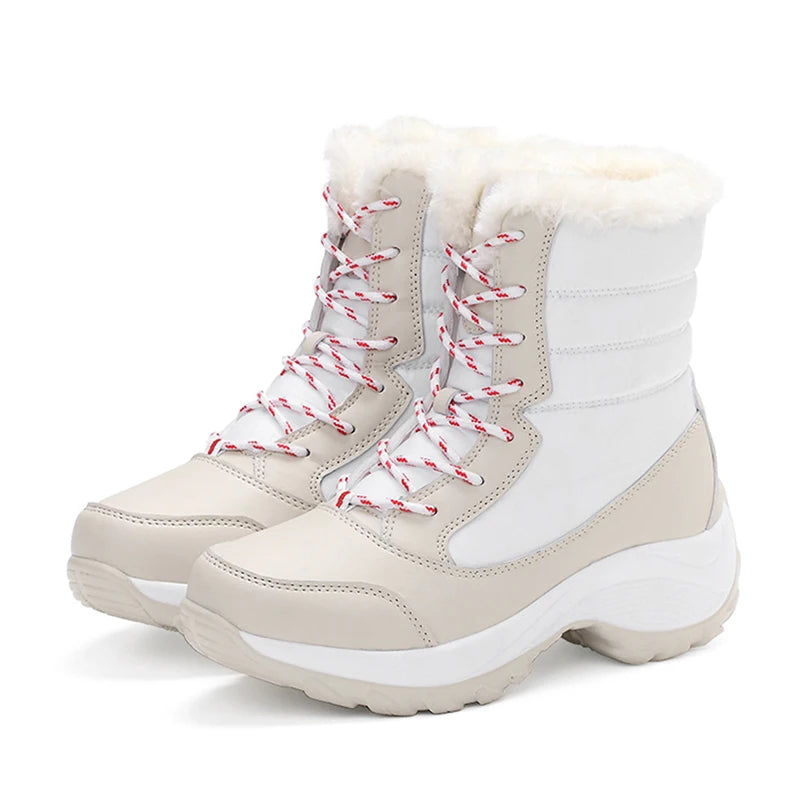 Women's Boots Snow Solid Shoes Woman Platform Women Shoes 2025 Trend Mid Women's High Boots Plush Women Boots Botas Mujer