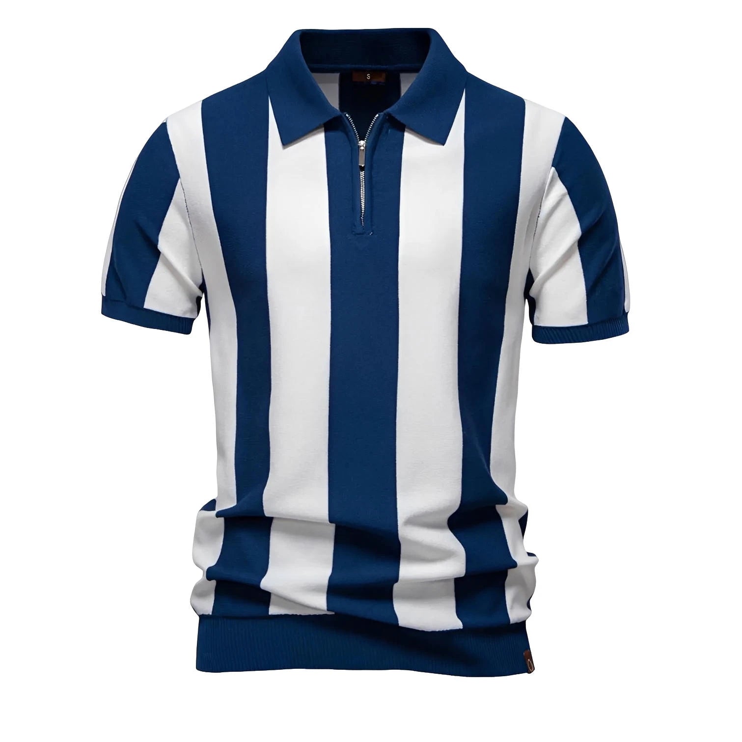 Men's Summer Breathable And Striped Contrast Panel Polo Shirt - Casual Short-Sleeve Knit Shirt With Comfort Fit