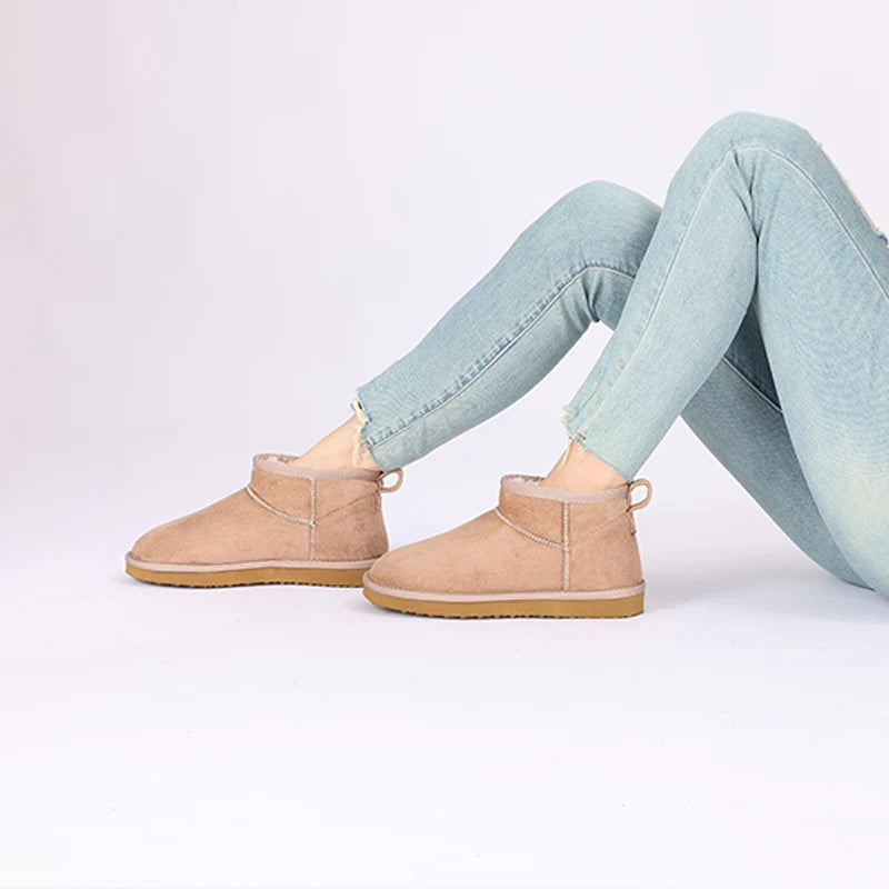 Women's Winter Snow Boots Classic Fur Plush Ankle Shoes Outdoor and indoor Use With Anti-Skid Warm Fuzzy Cotton Shoes