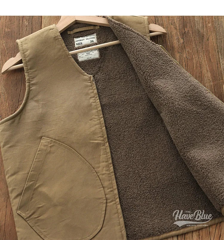 Winter New American Retro Thickened Velvet Naval N1 Deck Vest Men's Fashion 40% Cashmere Washed Casual Cargo Waistcoat