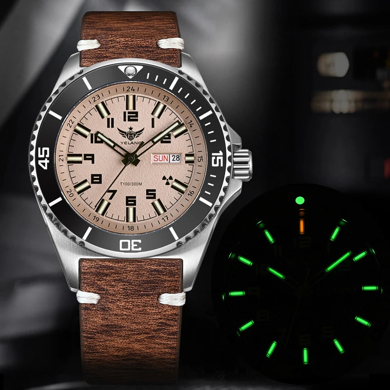 Yelang V1031 Men's Luxury Watch 44mm Diver Automatic Mechanical Movement Sapphire Luminous 300M Waterproof 30BR Japan 8205 Self-Wind