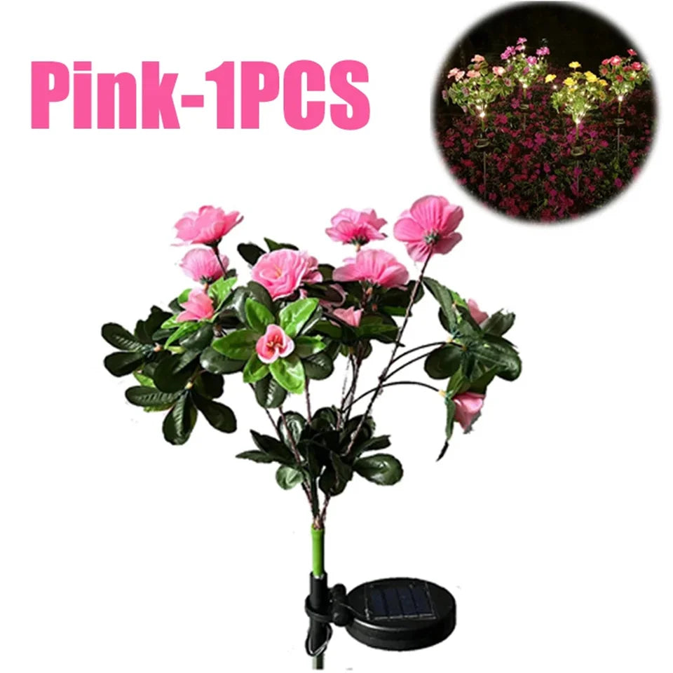 LED Solar Light Azalea Flowers Garden Lamp Home Decorative Light Landscape Orchid Rose LampYard Lawn Path Holiday Wedding Lights