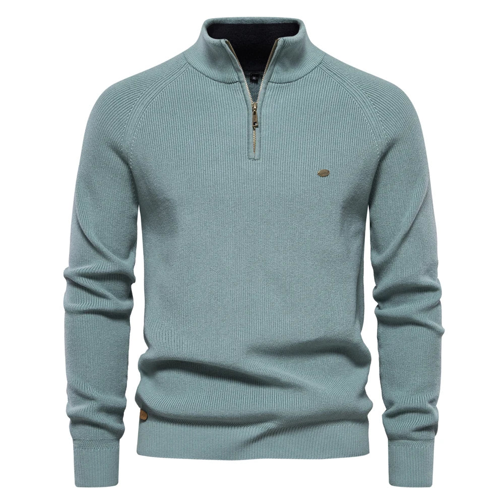 Men's Sweaters Casual Social Knitted Turtleneck Autumn Winter Sweaters Mock Neck Button-Up Cotton Pullover for Men