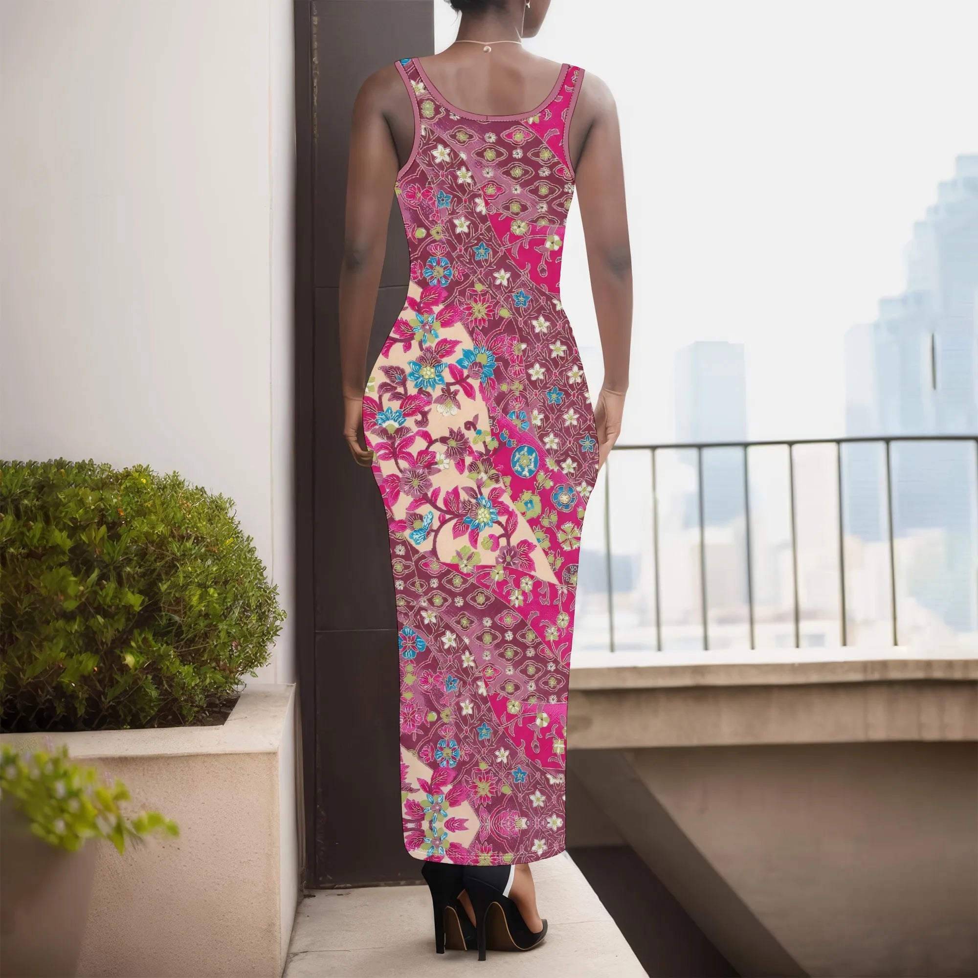 Women's Purple Polka Dot Sleeveless Printed Dress Polyester A-Line Midi Evening Winter Elegant Fit