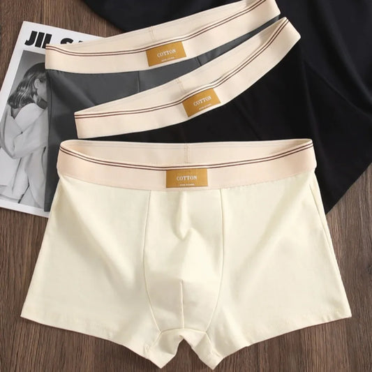 4 stuks ademende boxershorts voor heren, effen kleur, plus maten L-4XL, middelhoge taille, naadloos ondergoed, polyester, jongensondergoed