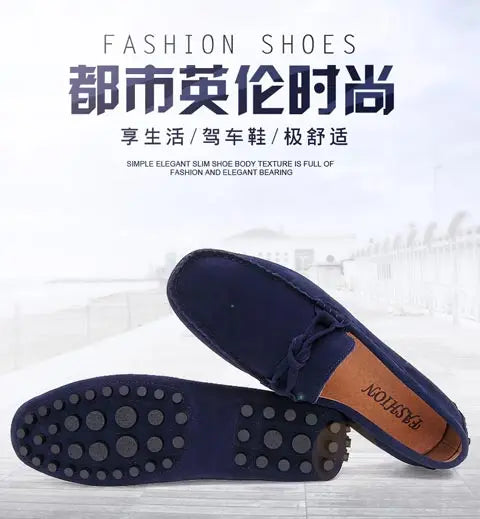 New Trend Youth Driving Loafers Red Male Formal Dress Shoes Suede Leather Lazy People Walking Shoes Good Quality Moccasins Shoes