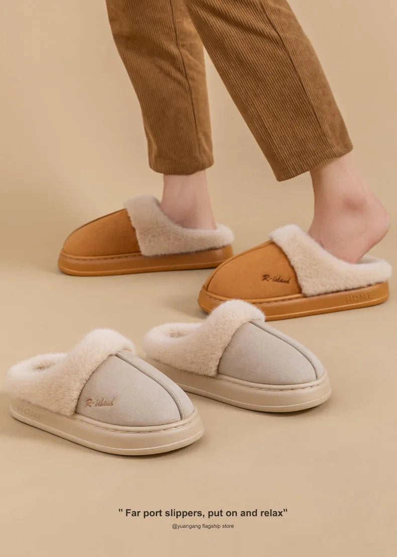 Women's Winter Warm Fuzzy Platform Slippers Suitable As Leisure Indoor and Outdoor Slides Slip On Cosy Fluffy Ladies' Snow Boots