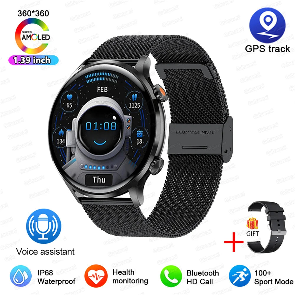 2025 New Smartwatch Women AMOLED HD Screen Always On Display Bluetooth Call IP68 Waterproof GPS Smart Men Watch - Compatible with Android IOS