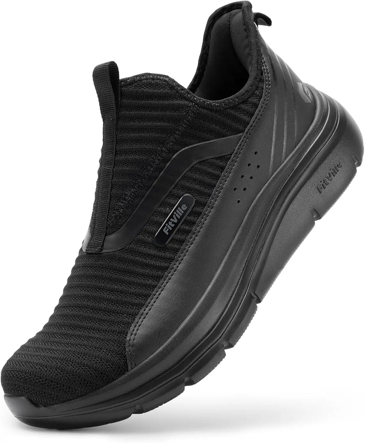 FitVille Men’s Extra Wide Slip-On Walking Shoes – Lightweight High Rebound Comfort Trainers for Everyday Wear