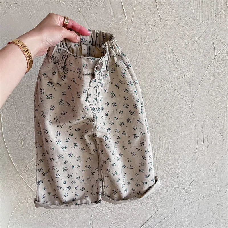 Autumn Kids Pants Floral Girls Boys Trousers Children's Clothes 12M-6T Unisex