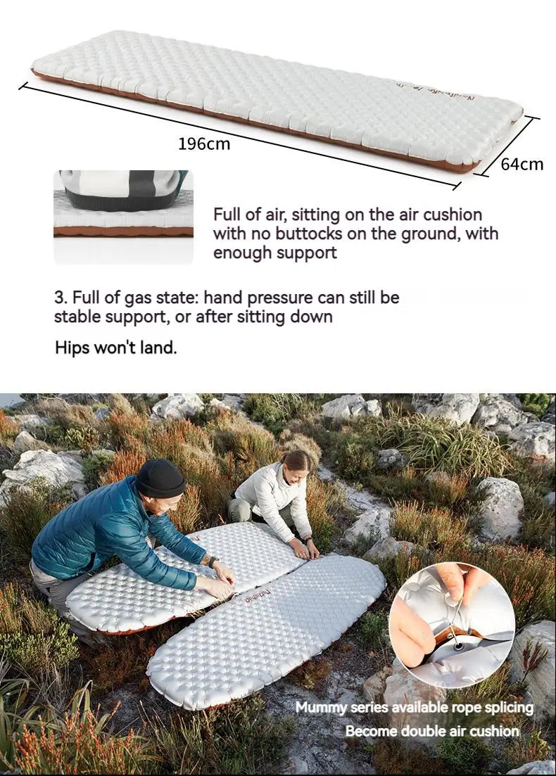 Naturehike R5.8 Inflatable Mattress Thermal Insulation Air Cushion for Hiking Outdoor Sleeping Bed Pad Ultralight Folding Mat