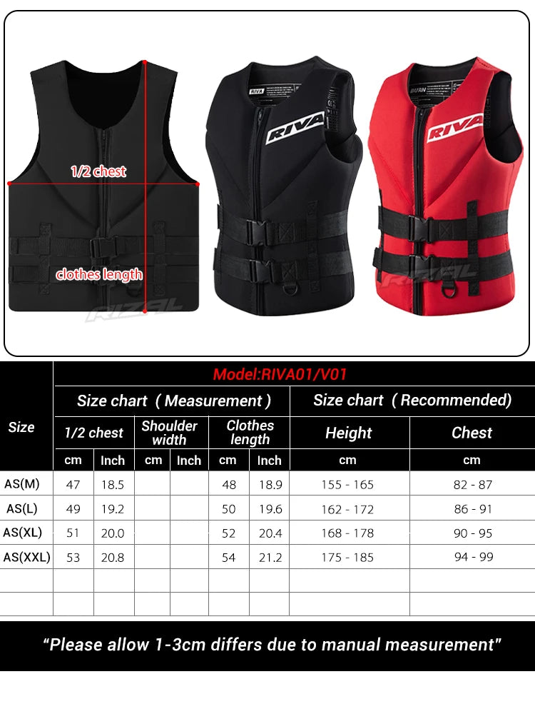 Adult Life Jacket Vest – Buoyancy Safety Vest for Kayaking, Surfing, Wakeboarding, Boating & Water Sports