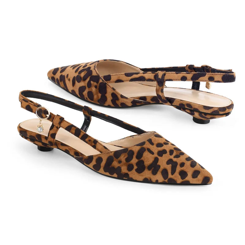 Women Pointed Toe Black Matte  Round Heel Slingback Flats Strap Retro Elegant Plus Size Daily Shoes