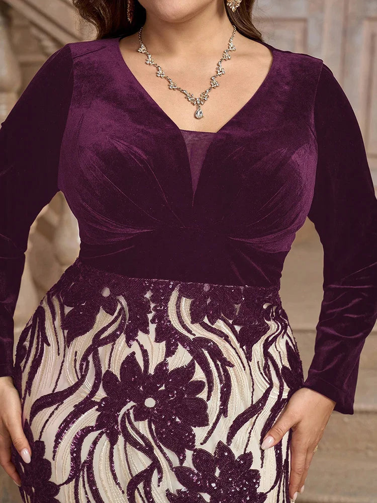 Women's Formal Evening Plus Size Gown (Embellished) New Autumn Winter Luxury Elegant Embroidery Party Maxi Dresses