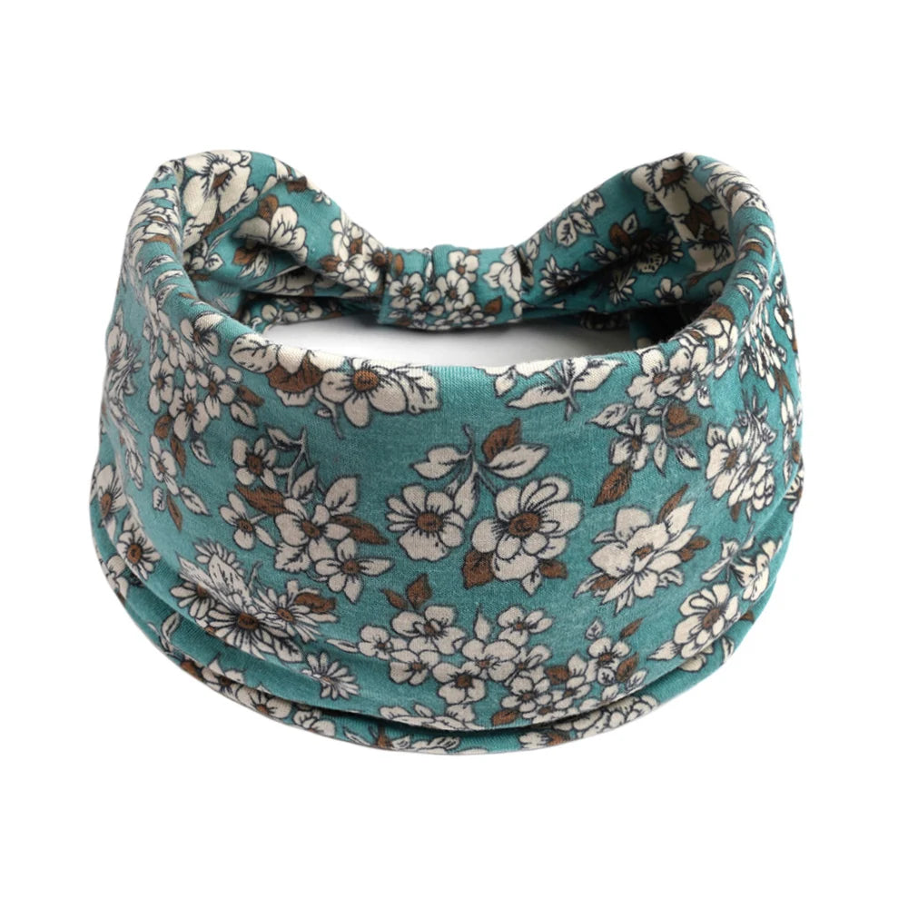 Bohol Headbands Women Wide Knotted Hairbands Elastic Turban Head Bands Non-Slip Floral Yoga Sports Sweatbands Workout Head Wraps
