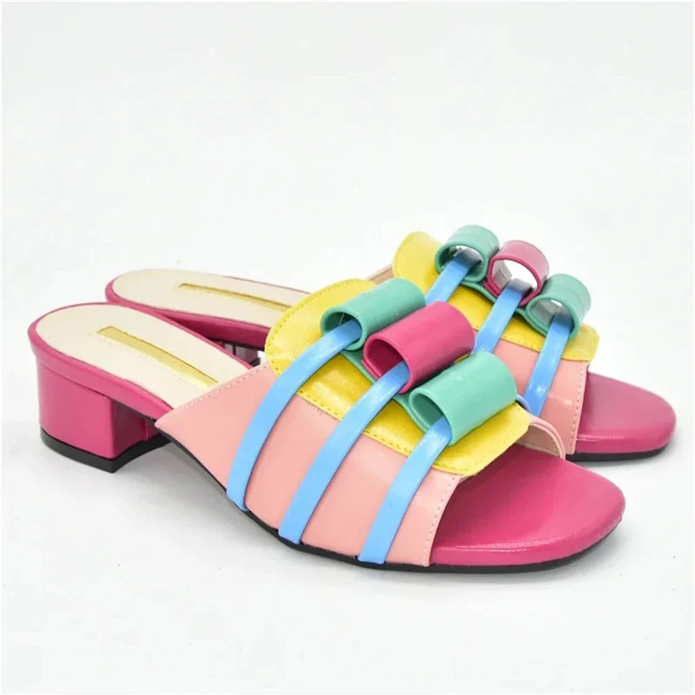 Elegant Women Shoes for Party Wedding Open Toe Pumps Ladies Dress Shoes Decorated with Rhinestone Floral Print African Pumps