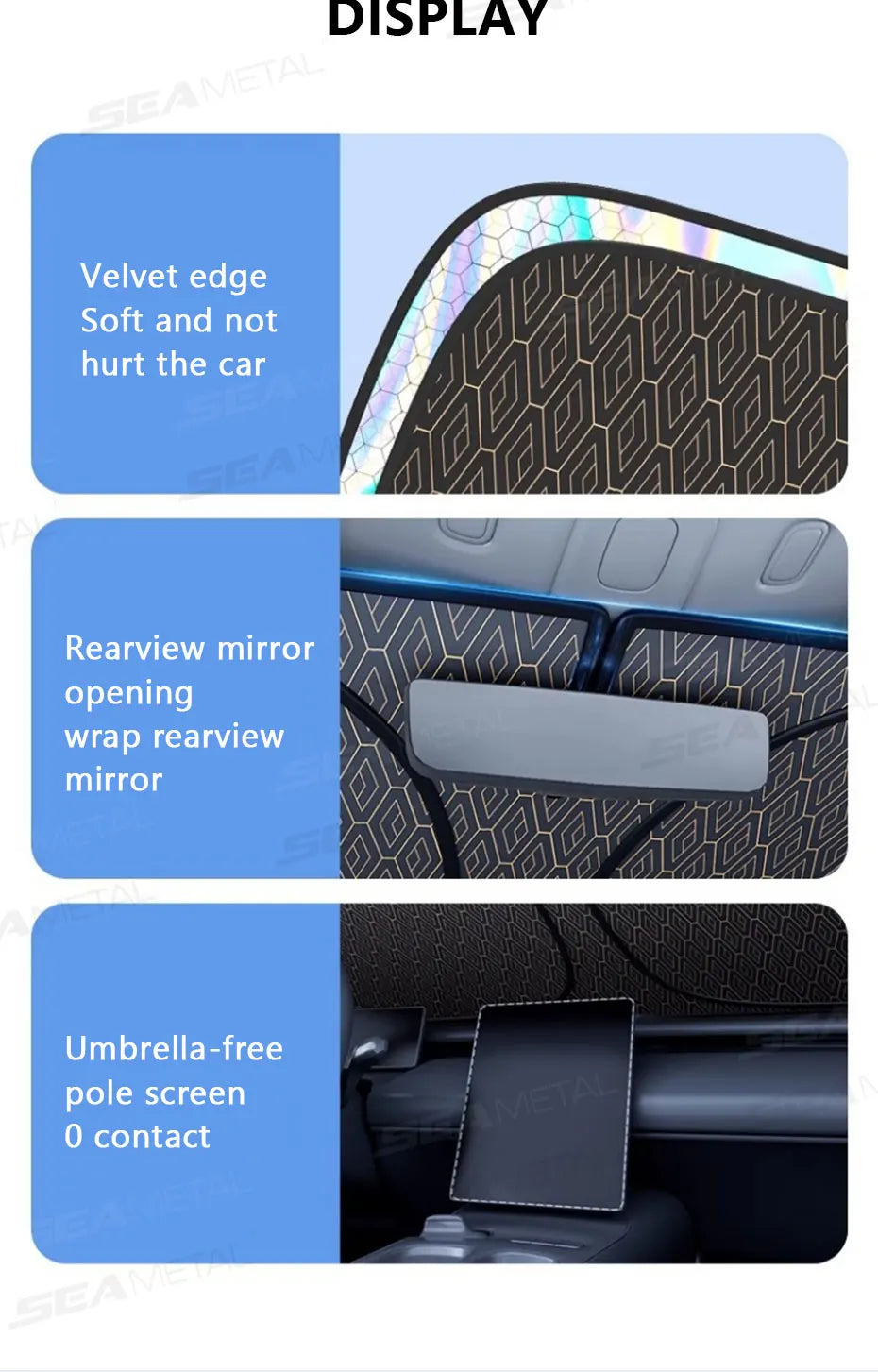 SEAMETAL 5-Layer Car Windshield Sun Shade Cover Foldable Thicken Front Window UV Refletive Sunshade Curtain Sun Protection Cover
