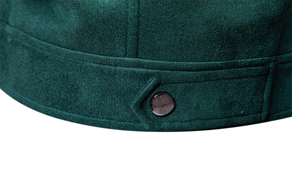 Men's Stand Collar Zip Suede Jacket Fashion Casual Business Faux Leather Trucker Jackets Coat for Men