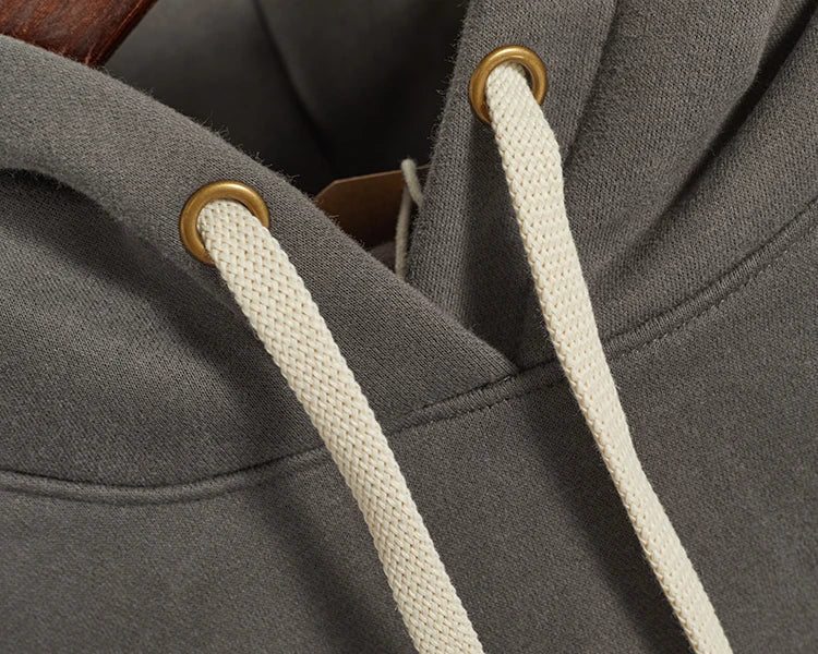 Autumn Winter American Retro Hooded Kangaroo Pocket Sweatershirts Men's Fashion Loose Casual Heavyweight Velvet Pullover Hoodies