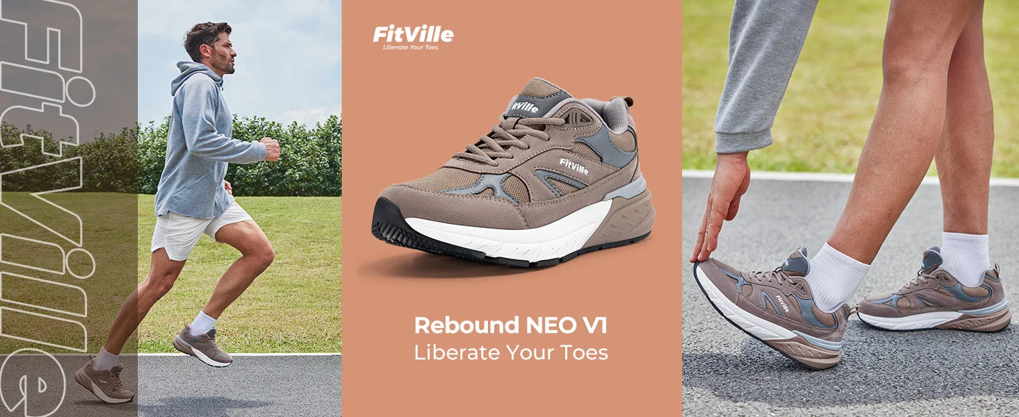 Men's Walking Shoe Wide Width Sneakers with Arch Support For Flat Feet Heel Pain Relief in Plantar Fasciitis