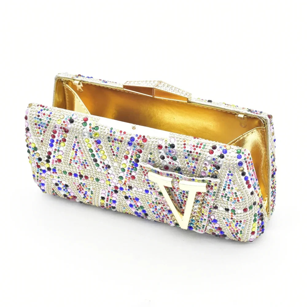 Luxury Shoe and Bag Set for Party in Women Wedding Shoes Woman Bride Rhinestone Design Elegant Shoes for Lady Peep Toe Pumps